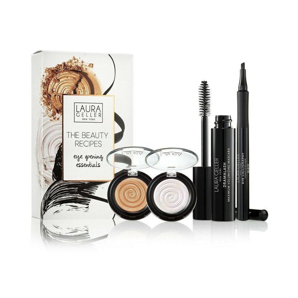 Laura Geller DramaLASH Mascara, Eyeliner, Eyeshadow/Illuminator 4-PIECE SET! - Picture 2 of 16